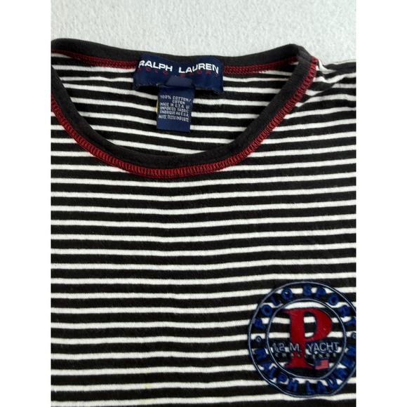 Ralph Lauren Striped Tee Nautical Patch Short‎ Sleeve Top - Picture 4 of 9